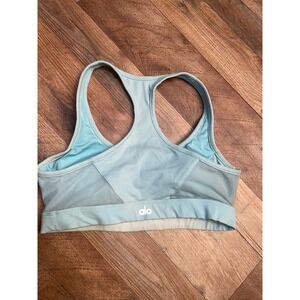Alo Sports Bra Medium Blue Zip Up With Pads